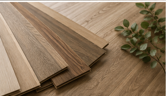 Wood-inspired laminate flooring for bedroom