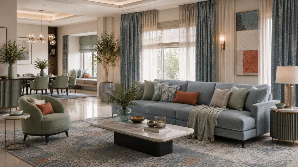 Elegant furnishings for home in a contemporary living room