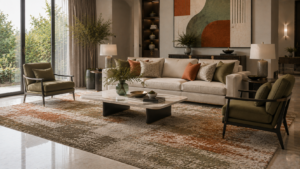 Wool vs viscose rugs in a luxury living room