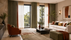 Elegant curtains for home in a contemporary living room