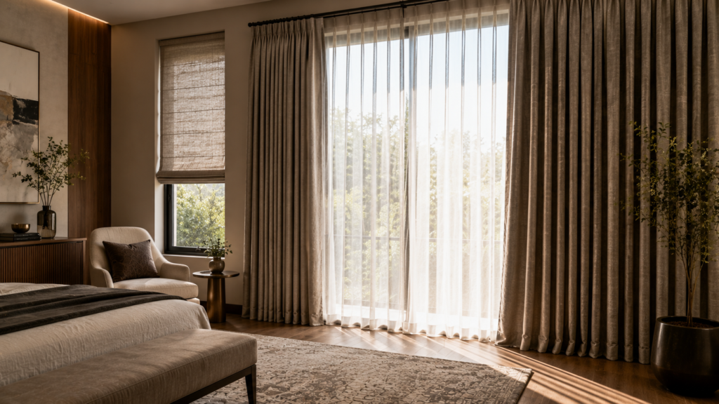 Premium curtains for windows in a luxury living room